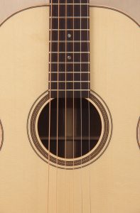 Herringbone rosette on custom parlor guitar
