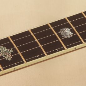 Custom Gibson TB-2 neck with hand engraved inlays and radiused fingerboard